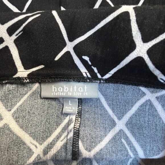 Habitat Womens Drape Collar Diamond Print Pullover Top Large Black/White Casual - Picture 3 of 9